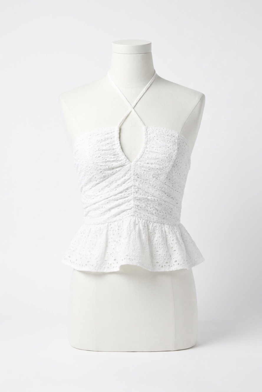 NEW BISHOP + YOUNG aeries halter top in ivory